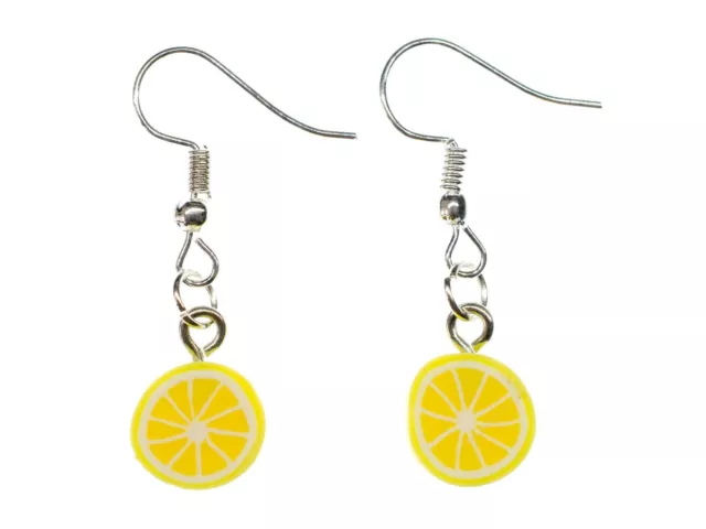 Zitronen Ohrringe Miniblings Hänger Frucht Orange Zitrone Limette Scheibe gelb