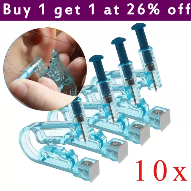 10X Ear Piercing Pierce Gun Stud Tool Earring Kit Piercer Studs UK