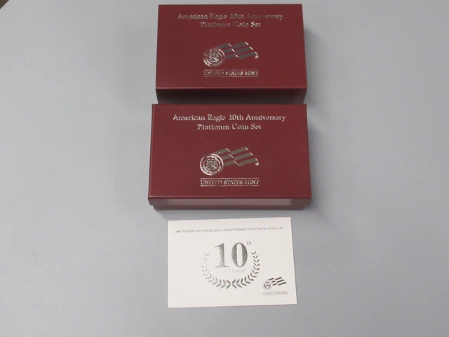 2007-W Platinum American Eagle $50 2 Coin 10th Anniversary Set - PR & Rev PR