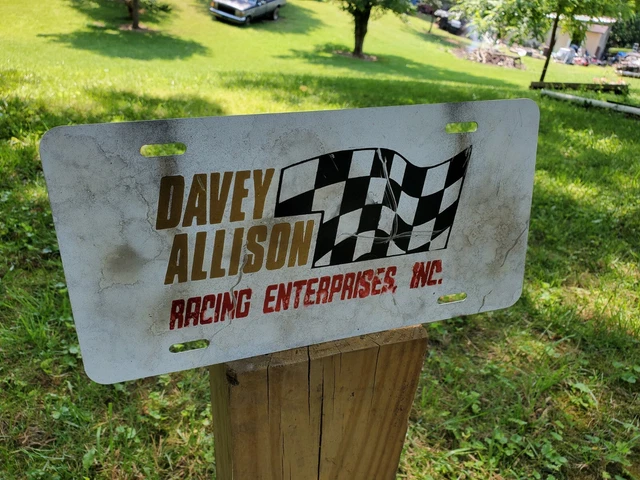 Davey Allison Racing Painted TAG Speed Shop Sign Antiqued Vintage Look VTG