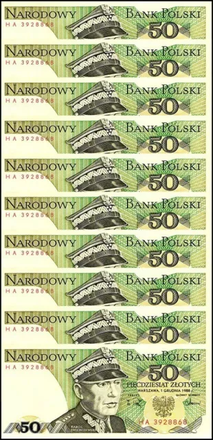 Poland 50 Zlotych, 1988, P-142c.2, UNC X 10 PCS