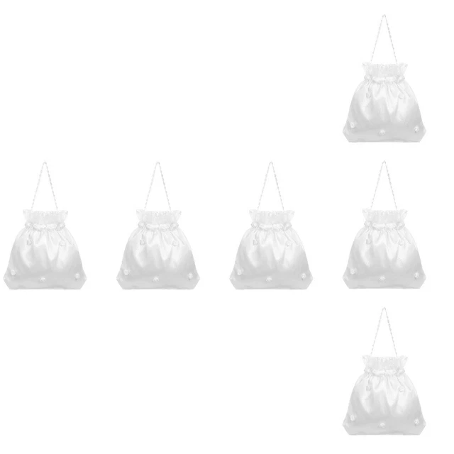 6x Dolly Bag Professional White Satin Flower Dolly Bag for Wedding Party Home