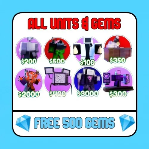 🎅 Toilet Tower Defense | TTD | Units & Gems - CHEAP +💎 500 FREE GEMS💎