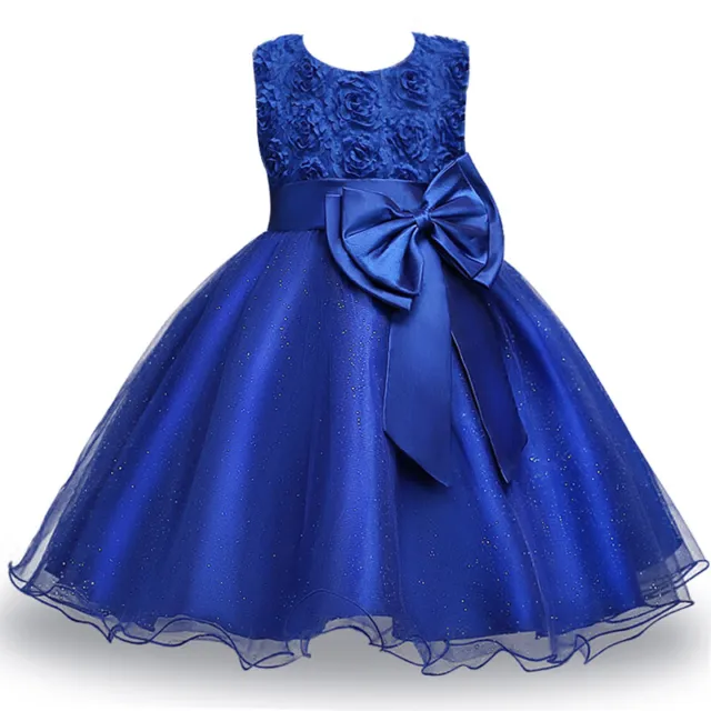 Toddler Fiore Bambini Ragazze damigella d'onore Abito Bowknot Sposa A-line Dress 10