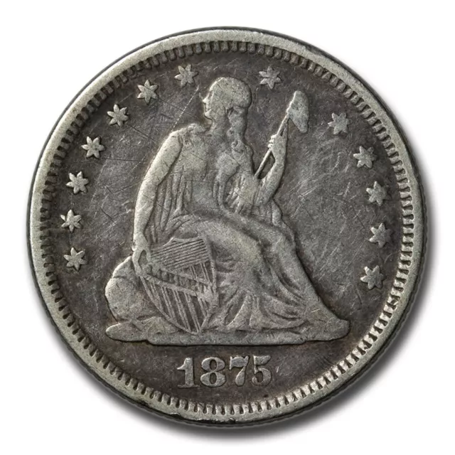 1875 Liberty Seated Quarter VF