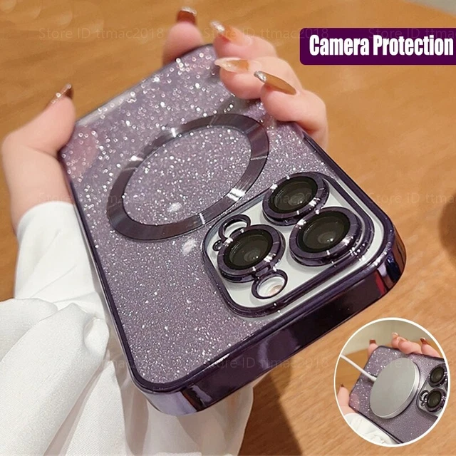 Magnet MagSafe Hülle für iPhone 14 13 12 11 Pro Max 14 Pro Glitzer Schutzhülle