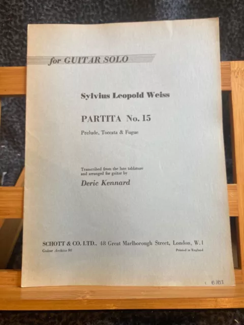 S.L. Weiss Partita n°15 partition guitare Deric Kennard éditions Schott GA90