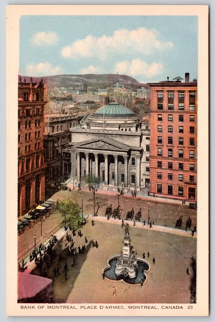 Bank Montreal Place D Armes Quebec Canada Birds Eye View Fountain VNG Postcard