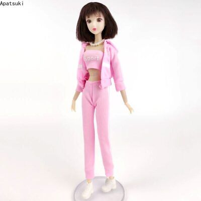 Pink Sport Clothes for 11.5" Doll Outfits 1/6 Accessories Top Coat Pants Shoes