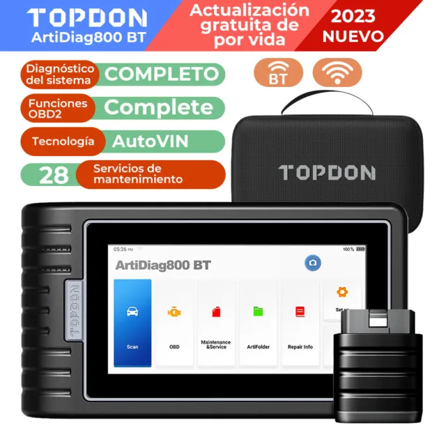 TOPDON AD800BT Dispositivo de diagnóstico Coche OBD2 Escáner AutoVIN Tecnología