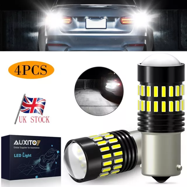 4PCS 1156 P21W DRL Bulbs Led White Xenon Light Super Sidelight Canbus 12v AUXITO