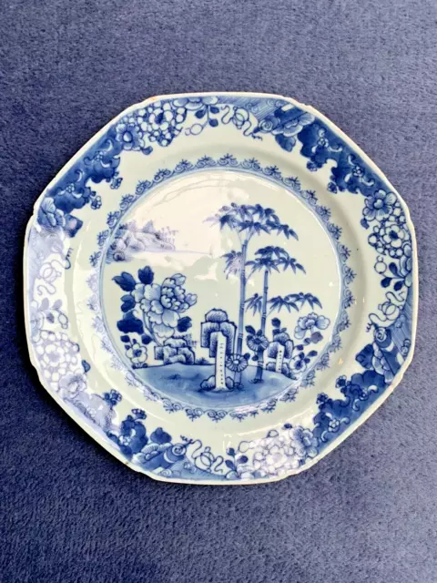 Antique Chinese Qing blue and white porcelain plate C export