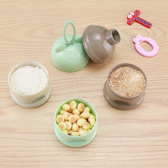 Caja de leche en polvo portátil multicapa para bebé dibujos animados alimentación alimento polvo