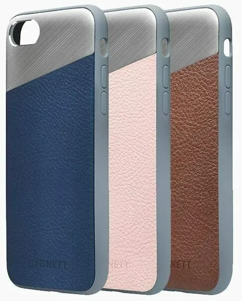 Cygnett Apple iPhone 7 Plus 8 plus Premium Leather Aluminium Back Case Cover