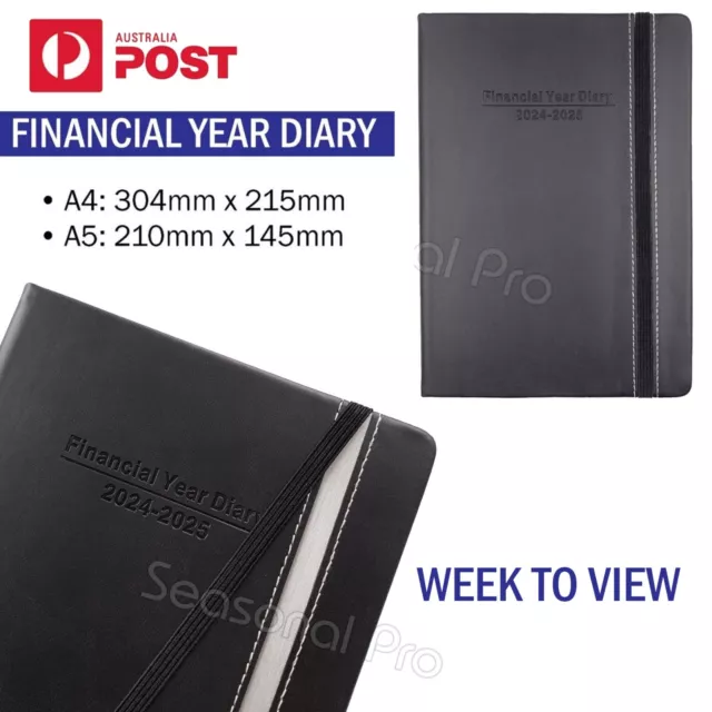 2024 2025 Financial Year Diary Week To View A4 A5 Week To Page Planner Black AU