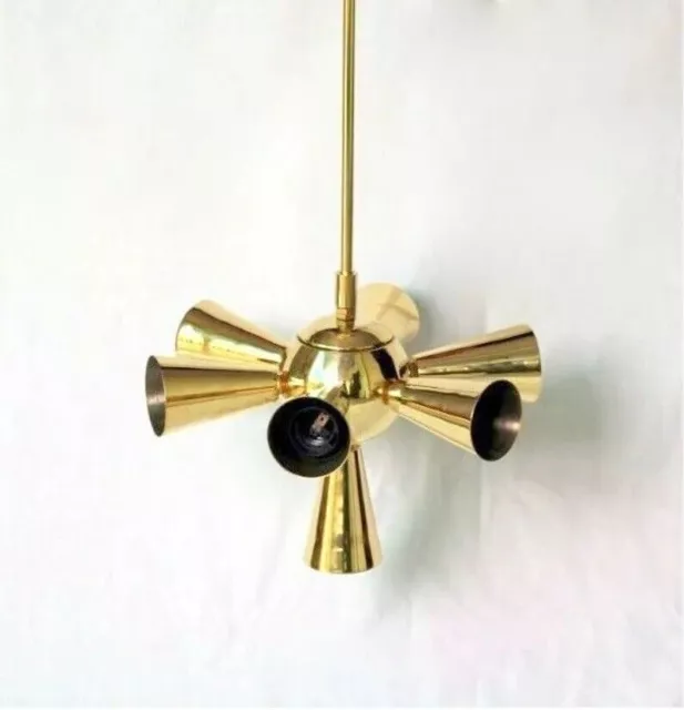 Mid Century Style Brass Sputnik Icon Chandelier odd Downward Arms Light Decor
