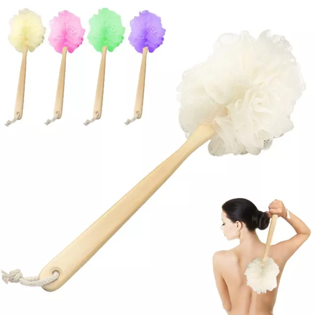 Spa Shower Body Brush Long Handled Loofah Back Scrubber Skin Exfoliating Sponge