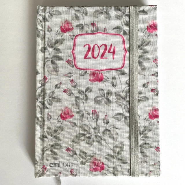 TASCHENKALENDER 2024 PLANER Timer Kalender A6, Motiv Blumen, Rosen EUR