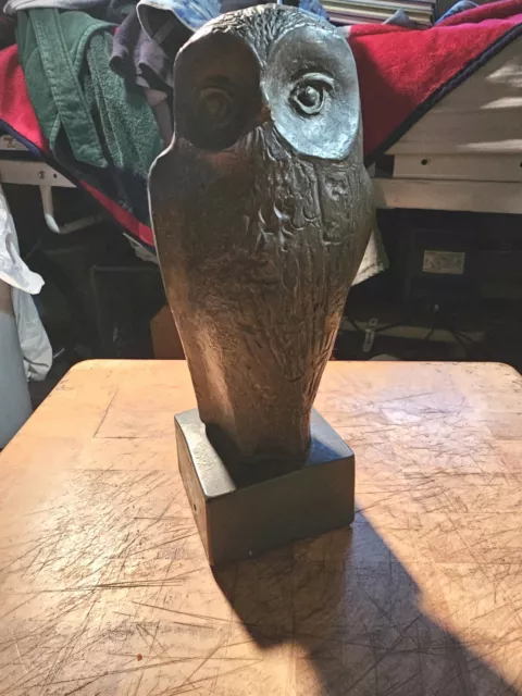 Mid Century Modern Owl Art Bird Sculpture 1970 Austin Productions 9.5" VGC