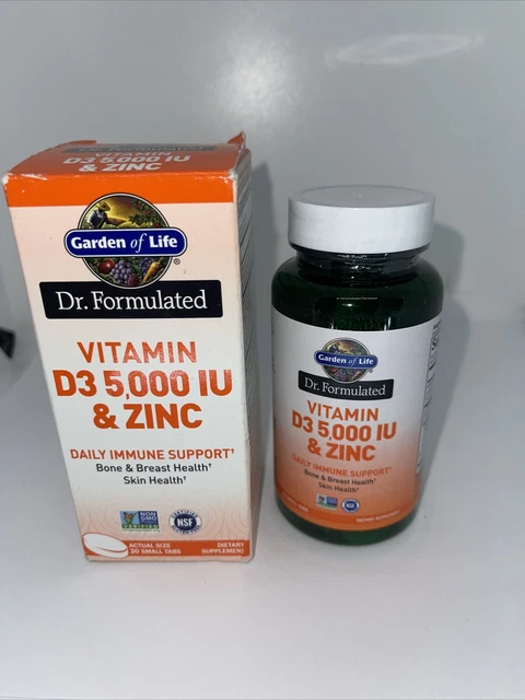 Exp 6/25 GARDEN OF LIFE Dr Formulated Vitamin D3 & Zinc Immunity Support 30 Tabs