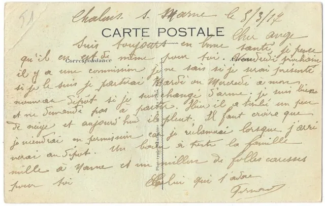 CHALON sur MARNE 51 Hôpital Militaire Ste-Ménchould CPA written March 5, 1917 2