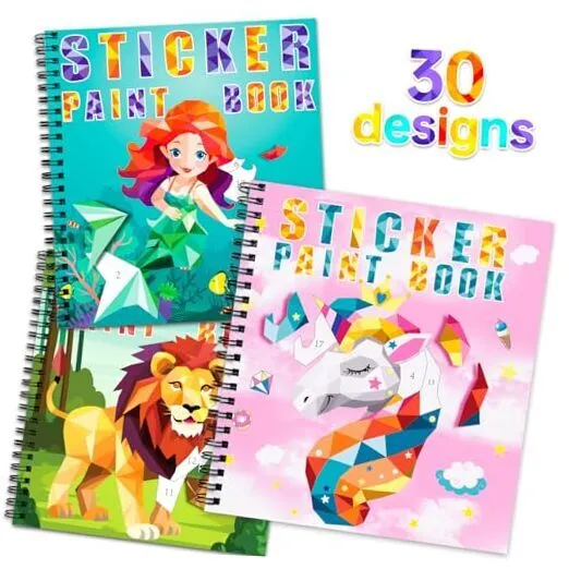 Libros de pintura con pegatinas homicozy 3 PIEZAS para niños de 4 a 10 años, estilo unicornio 1-3 PIEZAS