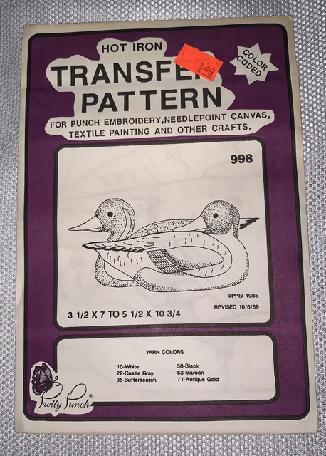 Bonito Patrón De Transferencia Codificado Bordado E4 '89 998 Patos Sentados