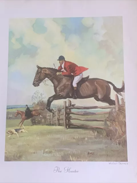 Vintage 1951 Lithograph Wesley Dennis The Hunter Print Rand McNally Horse