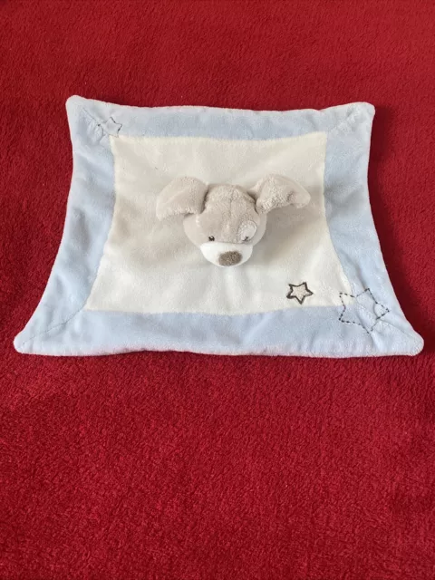 🇫🇷Peluche Doudou Chien Plat Bleu Blanc  KIMBALOO LA HALLE Carré Etoile NEUF