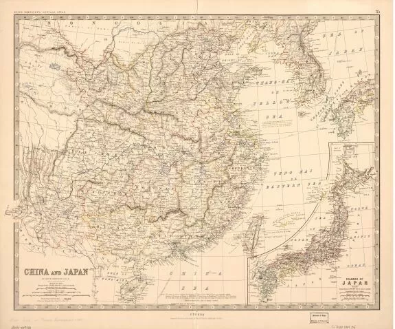 1881 Map| China and Japan| China|Japan Map Size: 20 inches x 24 inches |Fits 20x