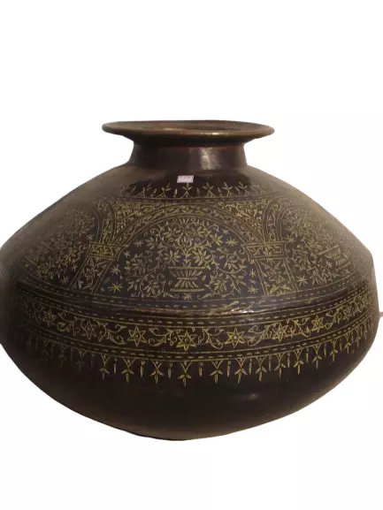 EXTRA LARGE Antique BRASS Pot - ISLAM  - Water Storage Matka Ghada Garden (1093)