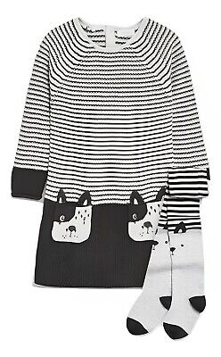 Next Bull Dog Character Jumper Dress And Tight Set Girls 1.5-2 Years Outfit BNWT