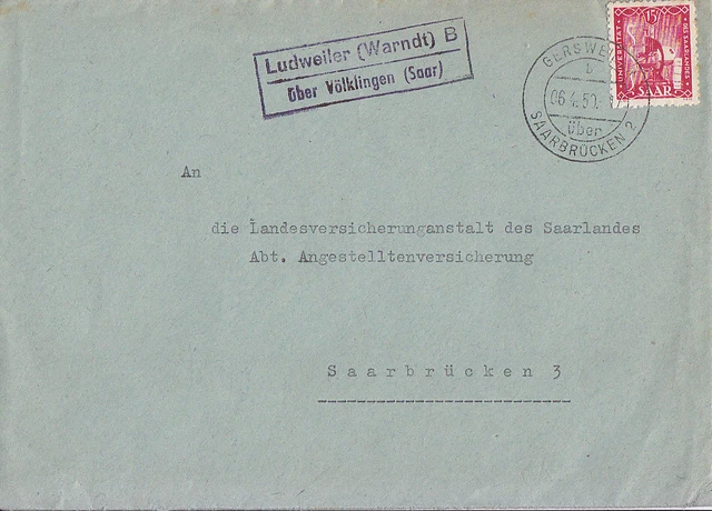 LUDWEILER  (Warndt)  B  über  VÖLKLINGEN  (Saar) - Landpoststempel - 1950 -