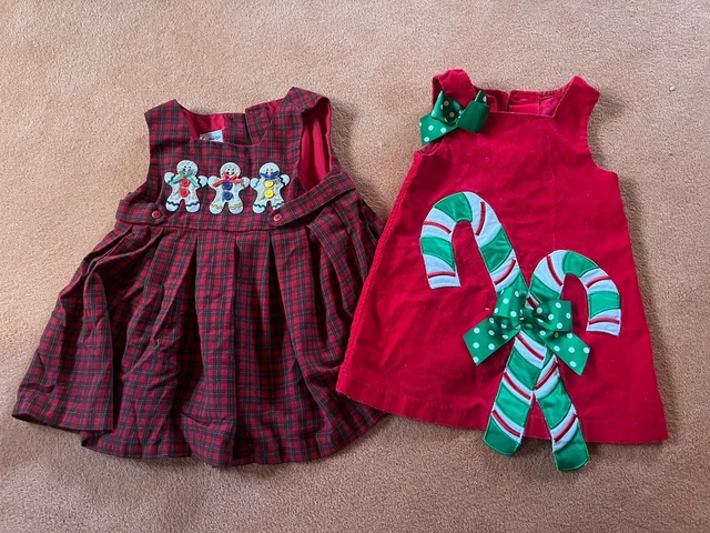 Pacchetto abiti natalizi per bambine 2-3 anni - 2 pz pan di zenzero e caramelle