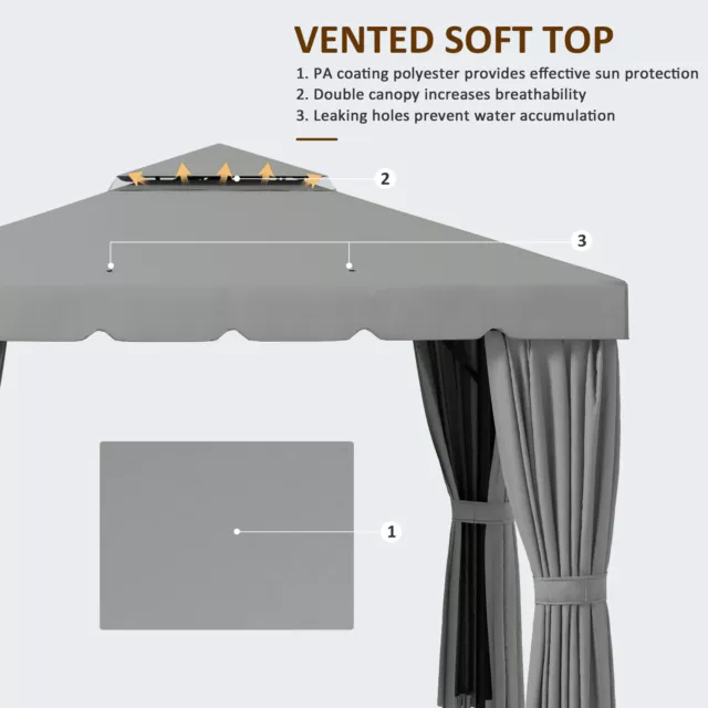 10' x 10' Outdoor Patio Gazebo Double Soft-top Garden Shelter Tent w/ Mesh 3