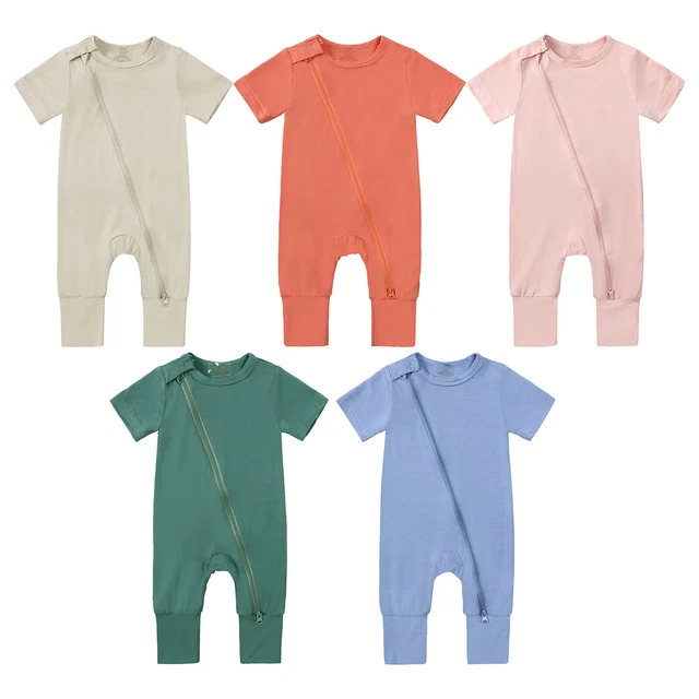 Girl Romper Bodysuit Summer Newborn Infant Baby Boy Two-way Zipper Jumpsuit