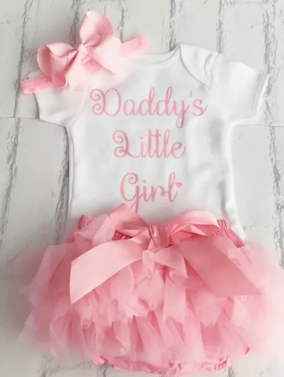 Baby Girls Frilly Tutu Knickers Outfit Daddy’s Little Girl From NEWBORN Pink