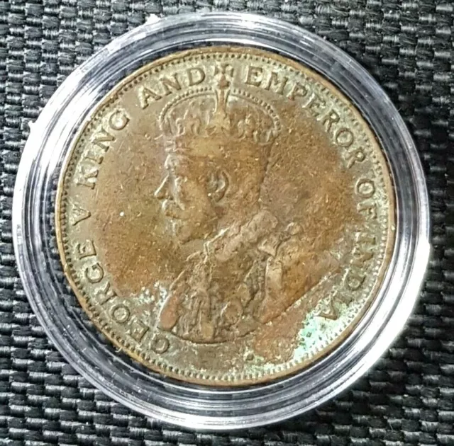 RARE 1924 HONG  KONG "KING GEORGE V" 1 Cent coin,Ø27mm(+FREE1 coin)#17546