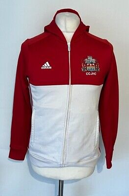 Adidas CCJHC Boy's Hooded Full Zip 13-14Y Red Long Sleeve Polyester *Marks*