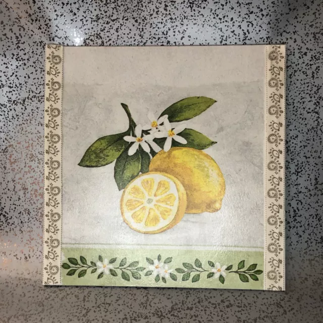 Beautiful Vintage Wooden Wall Plaque Picture Lovely Lemons.🍋🍋Decoupage 2