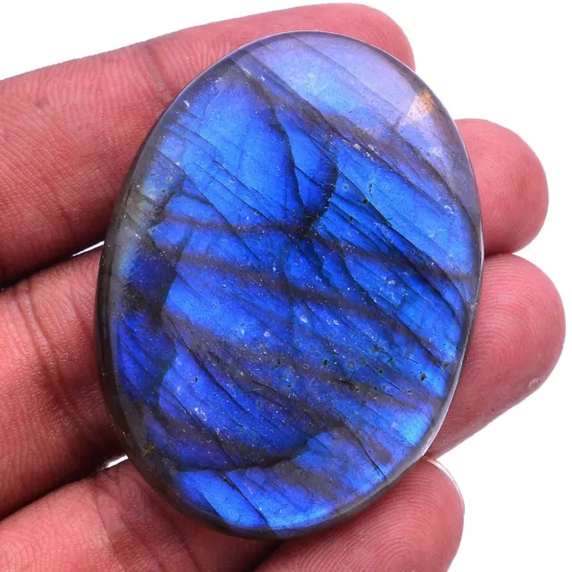 132 Cts Natural Labradorite Blue Fire 49mm 37mm Pendant Size Cabochon Gemstone