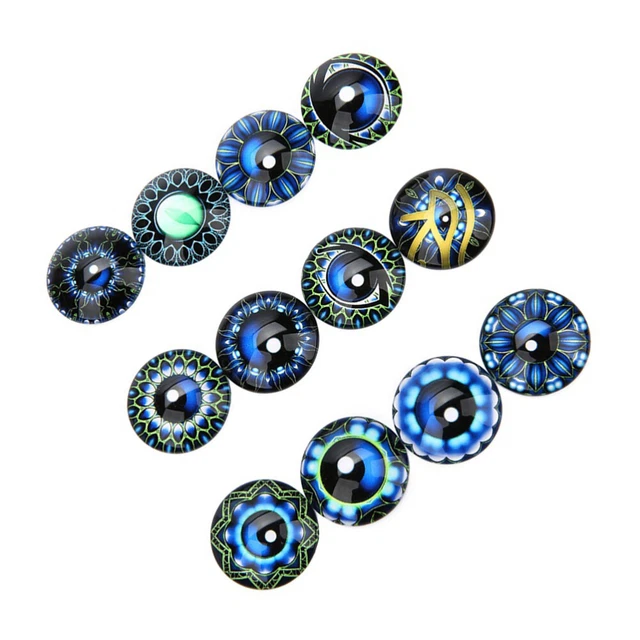 20 cabochons en verre imprimé en mosaïque