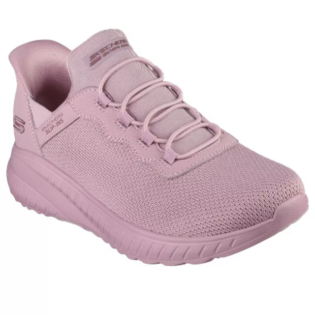 Skechers Women's Bobs Sport Squad Chaos Slip-Ins Rose Low Top Sneaker Shoes F...