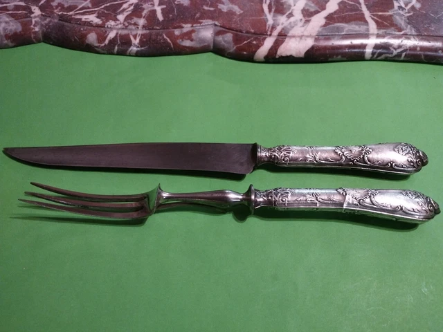 Couvert viande en argent d'occasion - Arts de la table