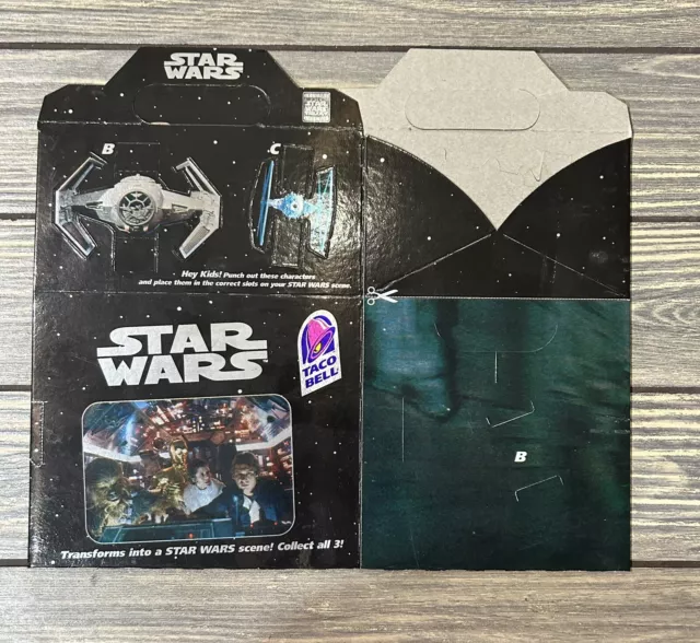 Vintage Star Wars 1996 Taco Bell Kids Meal Box Trilogy Special Edition Unpunched