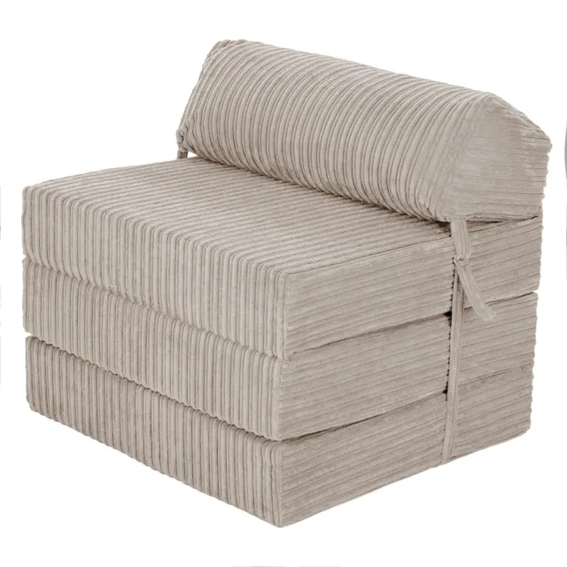 Loft 25 Mink Jumbo Cord Fold Out Z bed Chair Sofa Bed Futon Guest Mattress