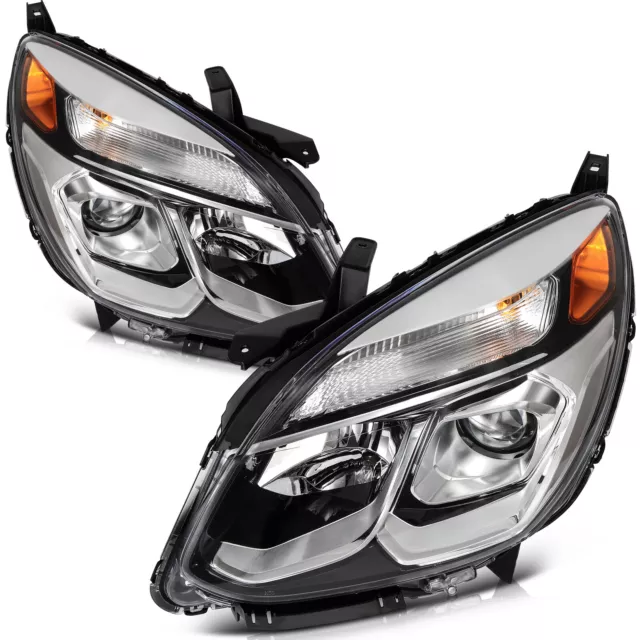 For 2016-2017 Chevy Chevrolet Equinox Chrome Housing Pair Headlight Assembly