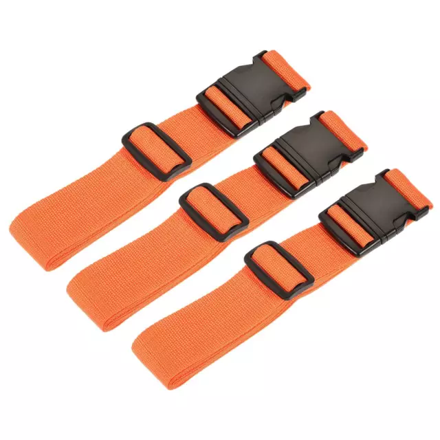 3 Pcs Luggage Straps 2m Adjustable Suitcase Belts with Buckle Label Orange