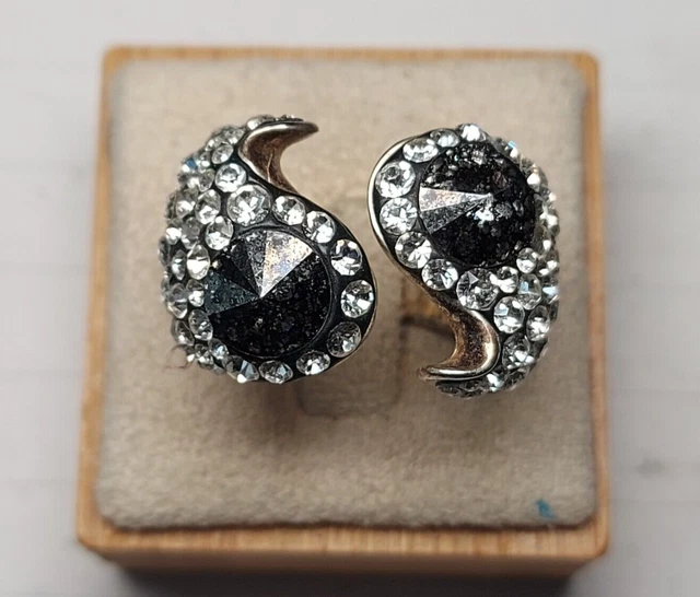 Bague Ancienne En Argent Massif Avec Strass - Taille 55 - Occasion En Bon état