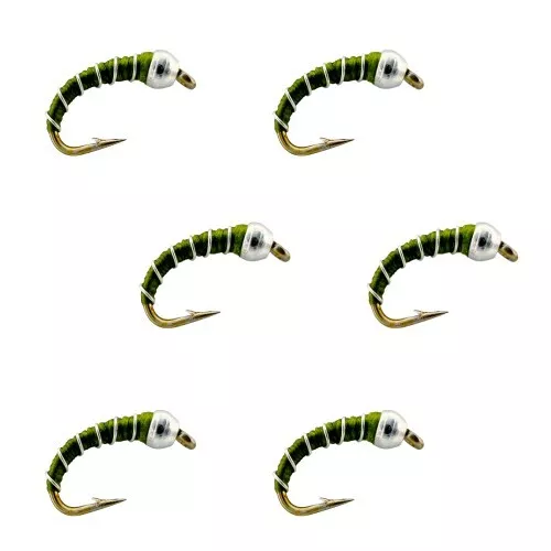 ZEBRA MIDGE Bead Head Nymph - Fly Fishing Trout Flies - Olive, Hook Size #18